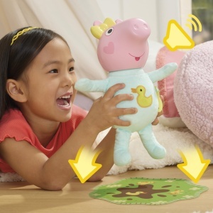 Papusa interactiva Peppa Pig Grunz si Kuschel Evie, 28 cm, cu sunete si accesorii - Img 4