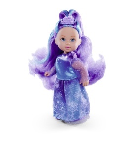 Papusa Simba Evi Love Fantasy Princess 12 cm cu rochie albastru-lila si unicorn stralucitor - Img 2