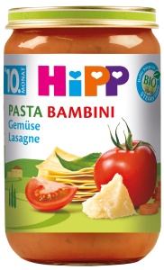 Pasta pentru copii HiPP - Lasagna cu legume, 6 x 220 g, bio