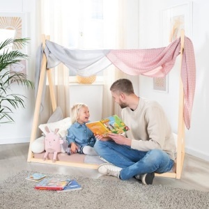 Pat copii roba Tipibett 70x140 cm design tip cort lemn de bambus FSC stil Montessori - Img 5
