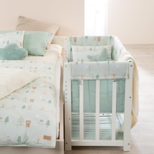 Pat multifunctional pentru bebelusi Roba 4-in-1, 45x90 cm, albpastel verde, design Woodland Buddies - Img 5