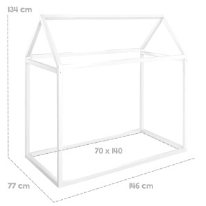 Pat pentru copii Hausbett 70 x 140 cm, roba, din lemn masiv FSC, alb - Img 2