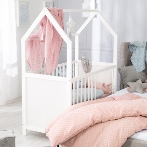 Pat pentru copii Roba Hausbett 60x120 cm alb reglabil pe inaltime transformabil - Img 6