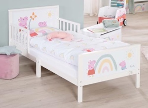 Pat pentru copii roba Peppa Pig 70x140 cm cu lenjerie inclusa alb - Img 11