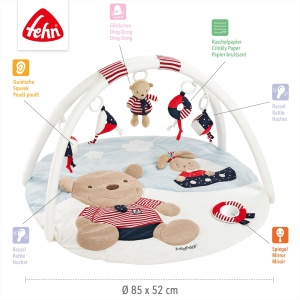 Patura de activitate Fehn 3-D Play Arch Ocean Club - Covoras de joaca pentru bebelusi cu 5 jucarii detasabile de apucat - Patura de joaca pentru bebelusi si copii mici de la 0+ luni - Covoras de tarat ca cadou pentru nastere - Img 4