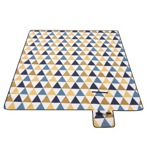 Patura de picnic SONGMICS GCM76S, 200 x 200 cm, impermeabila, pliabila, cu triunghiuri galbene si albastre