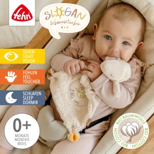 Patura dragalasa Fehn Sheep Dream Big - tovaras de joaca si cuvertura cu bumbac din cultivare organica controlata (KBA) cu slogan brodat individual - pentru bebelusi si copii mici de la 0+ luni - Img 2