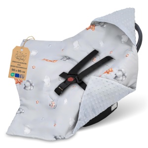Patura pentru bebelusi 90x90 cm, Minky, pentru carucior si scaun auto