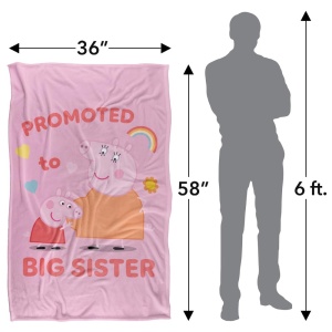 Patura Peppa Pig Big Sister, 91 x 147 cm, 300 GSM, 100 Poliester - Img 3
