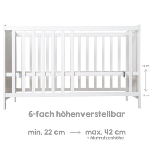 Patut 2 in 1 Roba Babybett 60 x 120 cm - Beistellbett inaltabil, Alb - Img 15