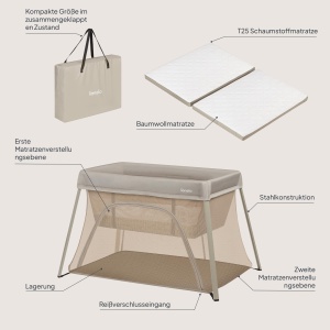 Patut 3-in-1 Lionelo Alice cu saltea, compact, pentru copii de la 0 la 15 kg - Img 9
