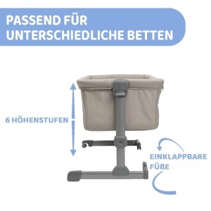 Patut Chicco Next2Me Essential, bej, inaltime ajustabila, cu saltea inclusa - Img 3