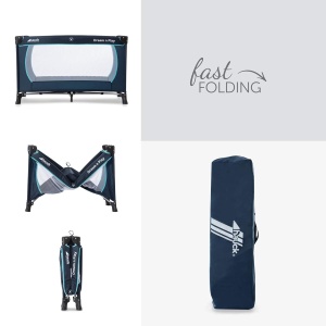 Patut de calatorie Hauck Dream N Play Plus, 15 kg, compact, cu transportoare, NavyAqua - Img 5