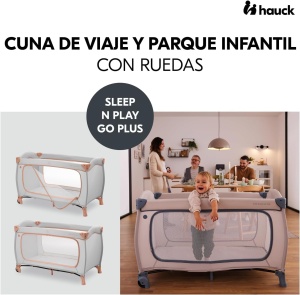 Patut de calatorie hauck Sleep N Play GO Plus, 120 x 60 cm, cu roti, gri - Img 2