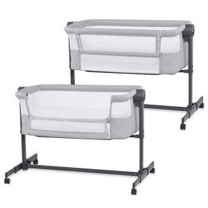 Patut multifunctional Kinderkraft NESTEE UP 2 2-in-1 cu saltea si husa reglabil pe inaltime gri