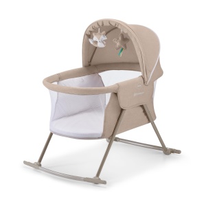 Patut pentru copii Kinderkraft LOVI 3 in 1, Bej, cu functie de leganare, transportabil