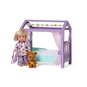 Patut pentru papusi Simba Evi Love Teddy cu pijama si masca de somn, 12cm