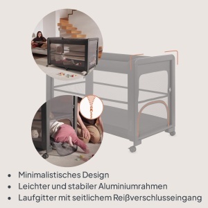 Patut pliabil Lionelo Patty 5-in-1 cu saltea si roti multifunctional ideal de la nastere pana la 15 kg - Img 5