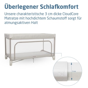 Patut pliabil Maxi-Cosi Merlin, 2-in-1, 120x60 cm, cu saltea CloudCore, Bej - Img 3
