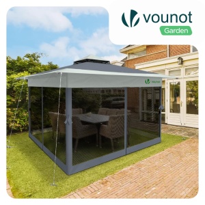 Pavillon Faltbar VOUNOT 3,6x3,6m cu Mesh si Doppeldach, Gri - Img 4