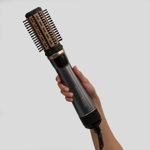 Perie cu aer cald rotativa [automata] Keratin Protect (inclusiv 3 atasamente: 2 perii rotunde + amplificator pentru mai mult volum) + agrafe de par, acoperire ceramica cu ulei de migdale, AS8811,Gri - Img 7