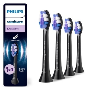 Perie de dinti electrica Philips Sonicare S2 Sensitive, 4 capete, negru