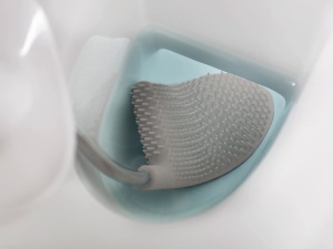 Perie de toaleta Joseph Joseph Flex cu suport design compact anti-picurare grialb - Img 3