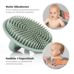 Perie pentru baie reer BabyCare din silicon, culoare mint, cu manere pentru un grip sigur - Img 3
