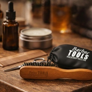 Perie pentru barba cu maner, marca Frantuzeasca, din materiale sustenabile - Img 4