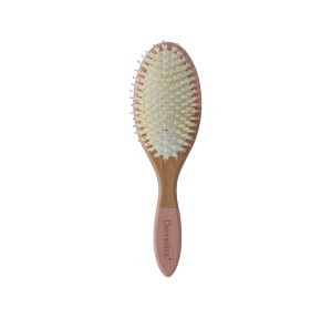 Perie plata din lemn Demeliss Beauty cu perii din nailon si masaj scalp