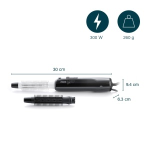 Perie rotativa Princess Cool Curl CC 300 300W 2 accesorii functie Cool Shot negru - Img 7