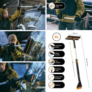 Perie telescopica pentru zapada si racleta auto Fiskars X-Series, 96-121 cm, AluminiuPlastic, NegruPortocaliu - Img 2