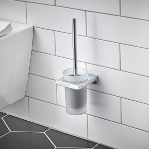 Perie WC cu suport hansgrohe AddStoris, crom, montare pe perete, design modern - Img 2