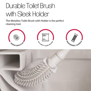 Perie WC Metaltex 185518000, flexibila, alba, cu suport pentru montare - Img 3