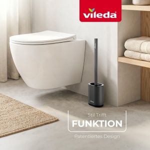 Perie WC Vileda cu Cap Flexibil si Maner din Inox, 2-in-1, Culoare Gri - Img 6