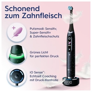 Periuta de dinti electrica Oral-B iO Series 10 Plus Edition, periuta de dinti electrica, PLUS 3 periute, 7 moduri de periaj pentru ingrijirea dentara, husa de calatorie de incarcare, proiectata de Braun, negru cosmic - Img 11