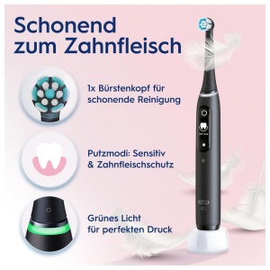 Periuta de dinti electrica Oral-B iO Series 6 Plus Edition, PLUS 3 periute, 5 moduri de periaj pentru ingrijirea dentara, Geanta de calatorie, proiectata de Braun, Negru - Img 6