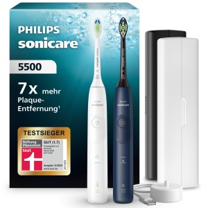 Periuta Electrica Philips Sonicare 5500 HX711901 Alb si Navy 2 Putzmoduri Andruckkontrolle