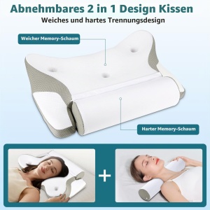 Perna Memory Foam TopEsct pentru Somn, Gri, 2 Inaltimi, Design Ergonomic - Img 3