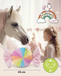 Perna pufoasa NICI Bonbon 45cm cu Unicorn 12cm - Alb, pentru copii si iubitori de jucarii - Img 2