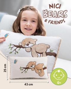 Perna pufoasa NICI Kissen Bar Finni 43x25cm - caramel, design ursulet - Img 2