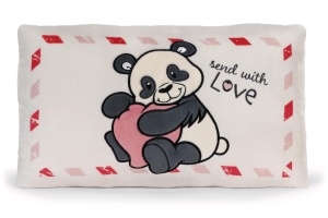 Perna pufoasa NICI Love Panda 43x25cm - alba, cadou ideal pentru copii si adulti