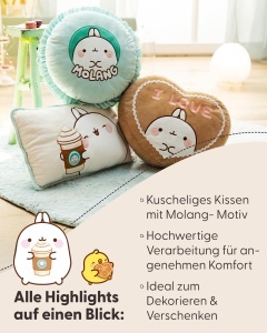 Perna Pufoasa NICI Molang 43x25cm - Design Pastel cu Cafea To-Go - Img 4