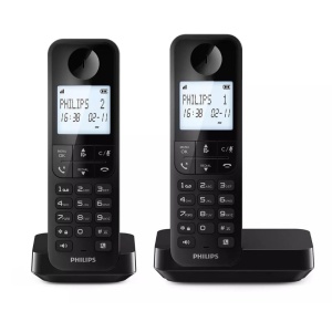 Philips Duo D2702B Telefon fix fara fir de 11,6 cm (4,6"), Microfon vertical, Difuzor, Pana la 14 ore, Antena optimizata, Telefoane duale, Negru