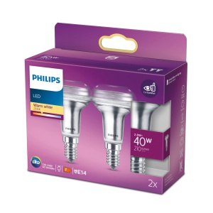 Philips LED Classic E14 40W R50 Reflector Argintiu Lumina Calda 2 Bucati