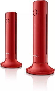 Philips M4502R/34 Telefon fix fara fir, 4,1 cm (1,6"), afisaj LCD, iluminare de fundal, difuzor incorporat, difuzor, sunet HQ, subtire si compact, rosu (compatibil: - Img 2
