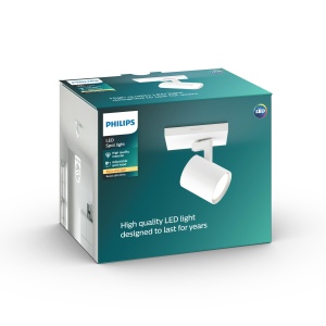 Philips Runner Plafoniera/lampa de perete cu 1 spot, instalare usoara ClickFix, fara bec (GU10), 2700 K, lumina alba calda, alba, IP20, antireflexie si fara palpaire - Img 2