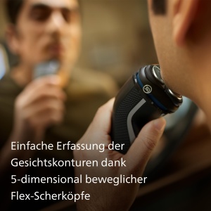 Philips Shaver Series 3000 - Aparat de ras electric umed si uscat pentru barbati in negru, cu tehnologie SkinProtect, aparat de tuns barba pliabil si geanta de calatorie, fara fir (model S3241/12) - Img 4