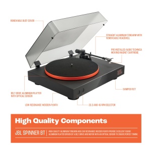 Pickup vinil JBL Spinner BT, Bluetooth aptX HD, negru si portocaliu - Img 7