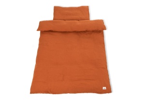 Pinolino Set Lenjerie Pat Copii Musselin 2 Piese Rosu 100 Bumbac